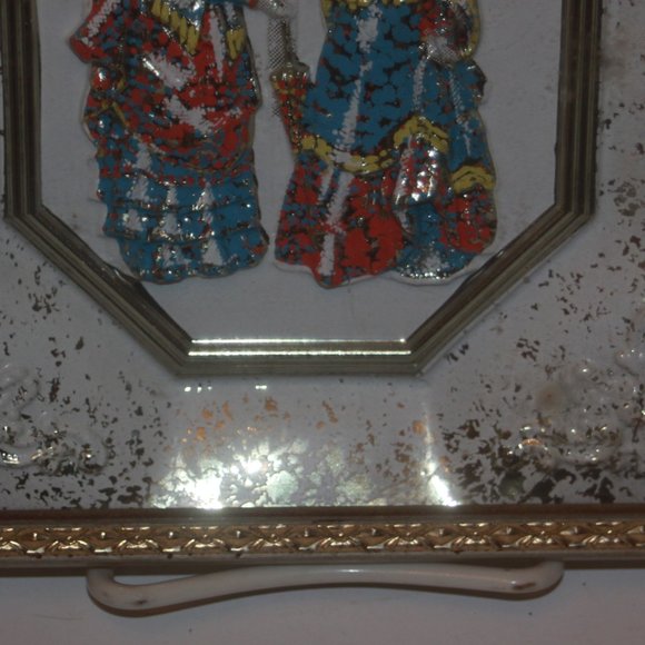 Victorian Women Wall Plaques Picture Metallic 3 Dimensional Metal Frame Vintage - Picture 3 of 4